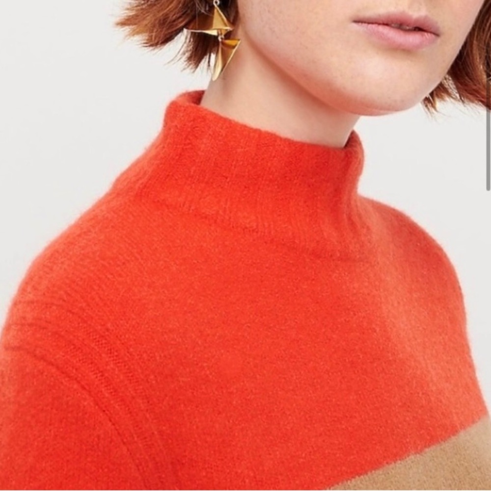 J. Crew Color Block Varsity Wool Blend Sweater Or… - image 2